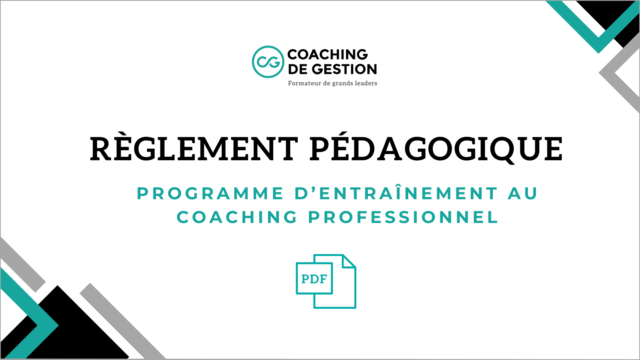 Règlement pédagogique PECP - Coaching de Gestion